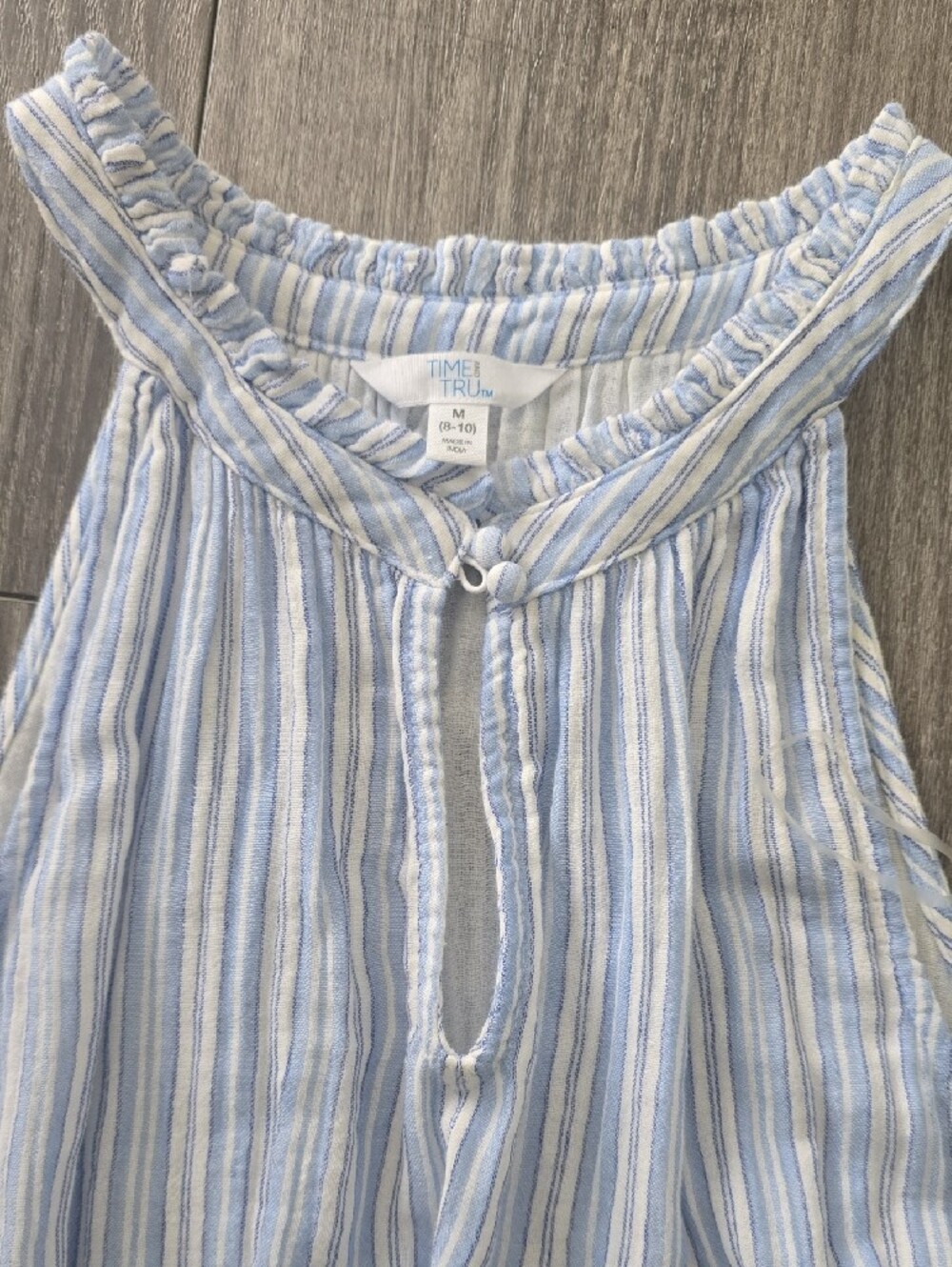 NWT Time and Tru Light Blue & White Striped Halter Dress 100 % Cotton - Picture 2 of 8